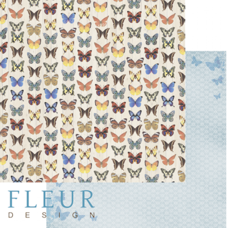 Лист двусторонн бумаги Бабочки, коллекция Летний сад, 30х30, плотность 190 гр, FD1004310